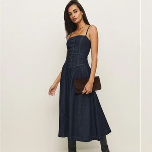 Reformation|NWT Florentina Denim Midi Dress (size: 8)